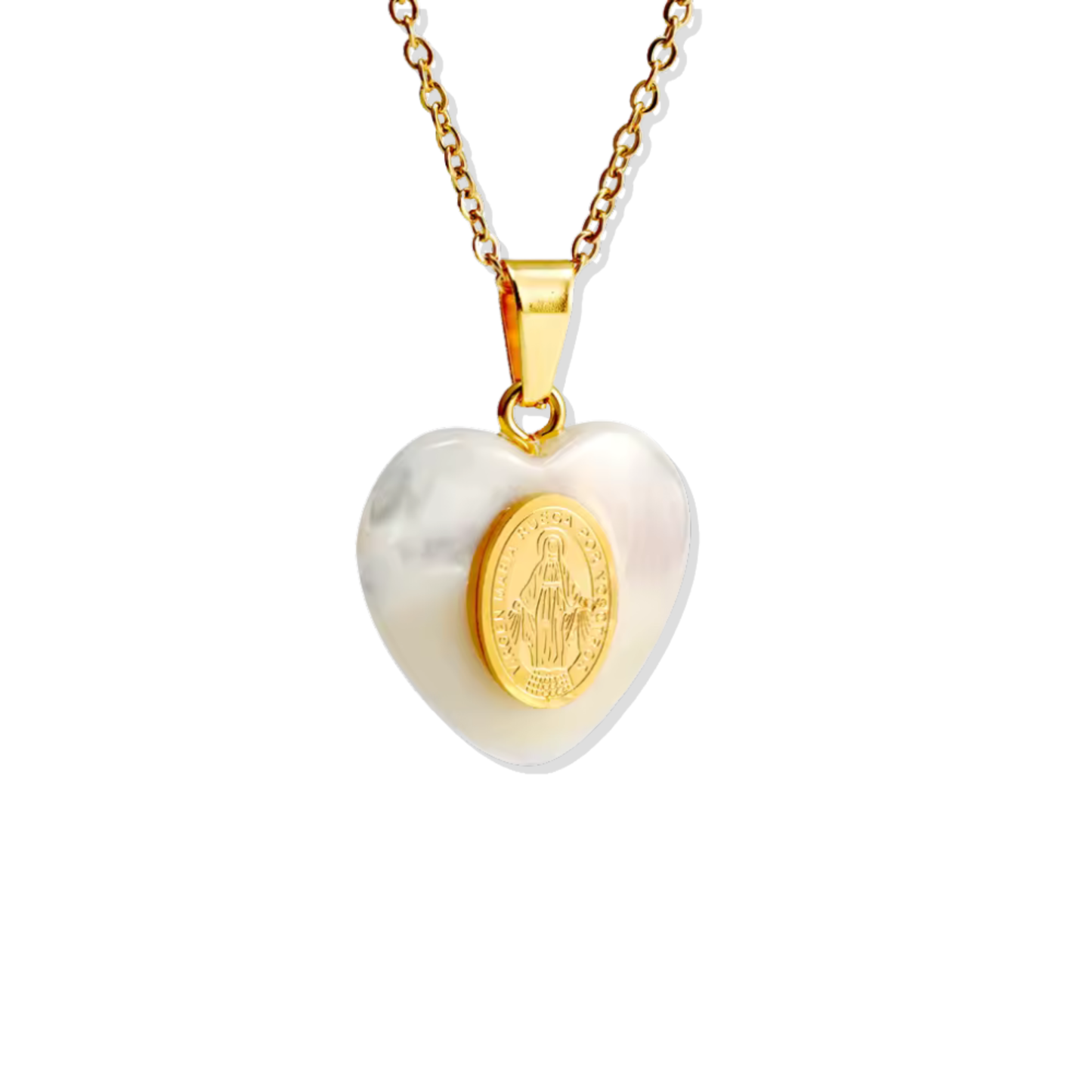 Mother Pearl Heart Virgin Necklace