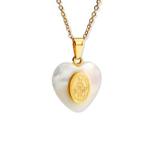 Mother Pearl Heart Virgin Necklace
