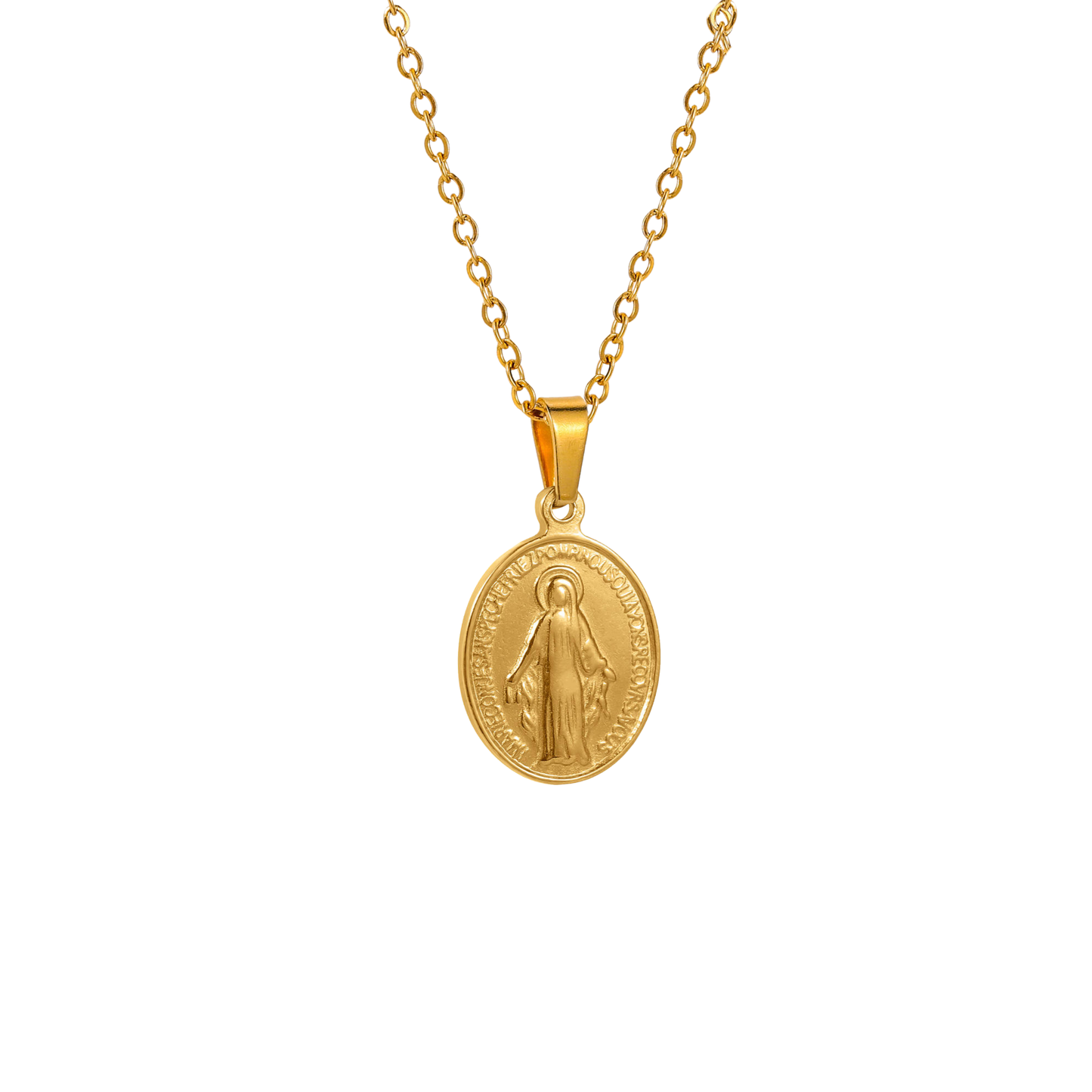 Virgin Mary Golden Medal Necklace