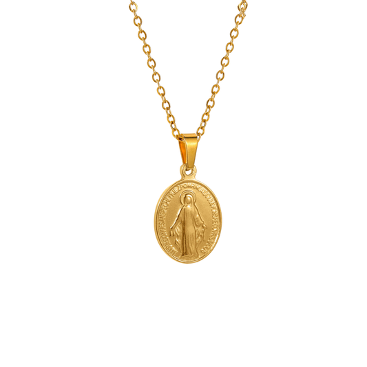 Virgin Mary Golden Medal Necklace