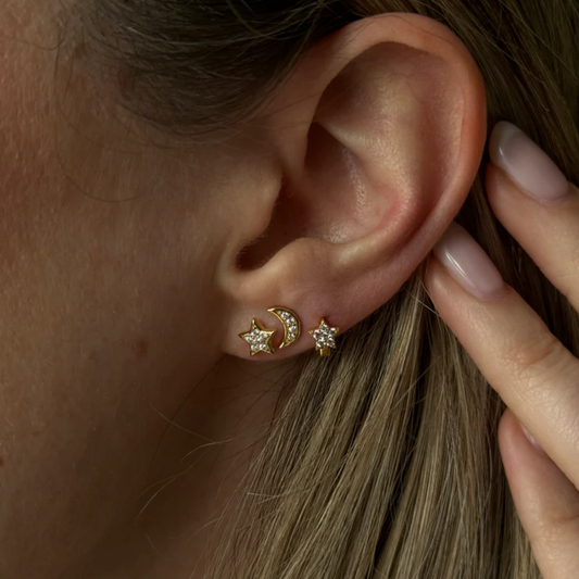 Star And Crescent Moon Studs