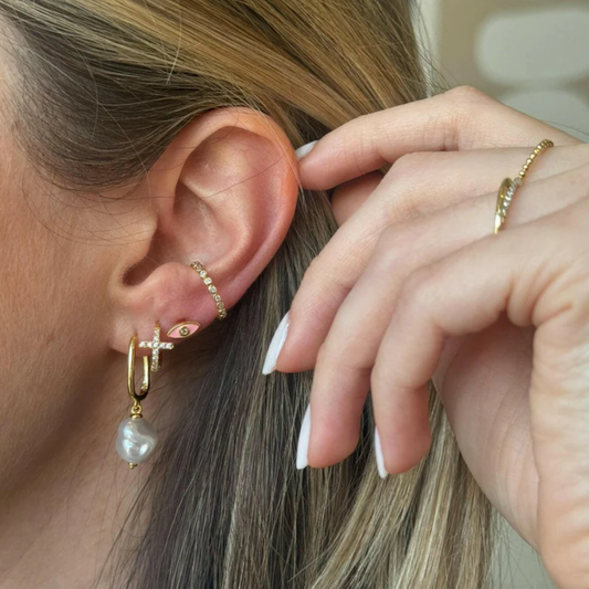 Enamel Evil Eye Pink Studs