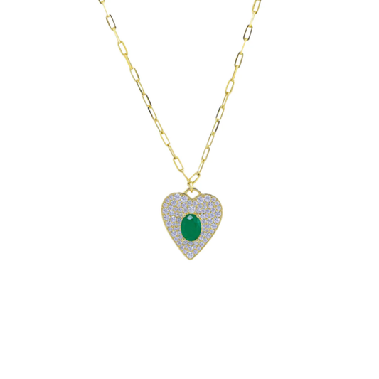 Emerald Heart Figaro Necklace