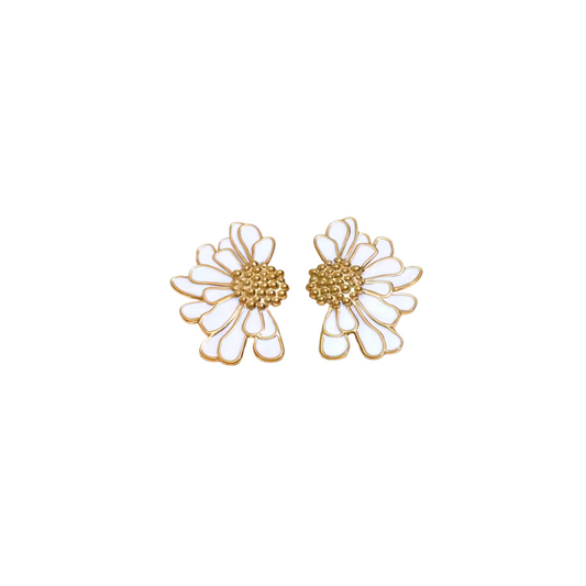 Half orchid white earrings