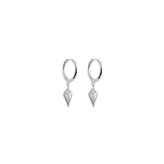 Triangle spark silver hoops