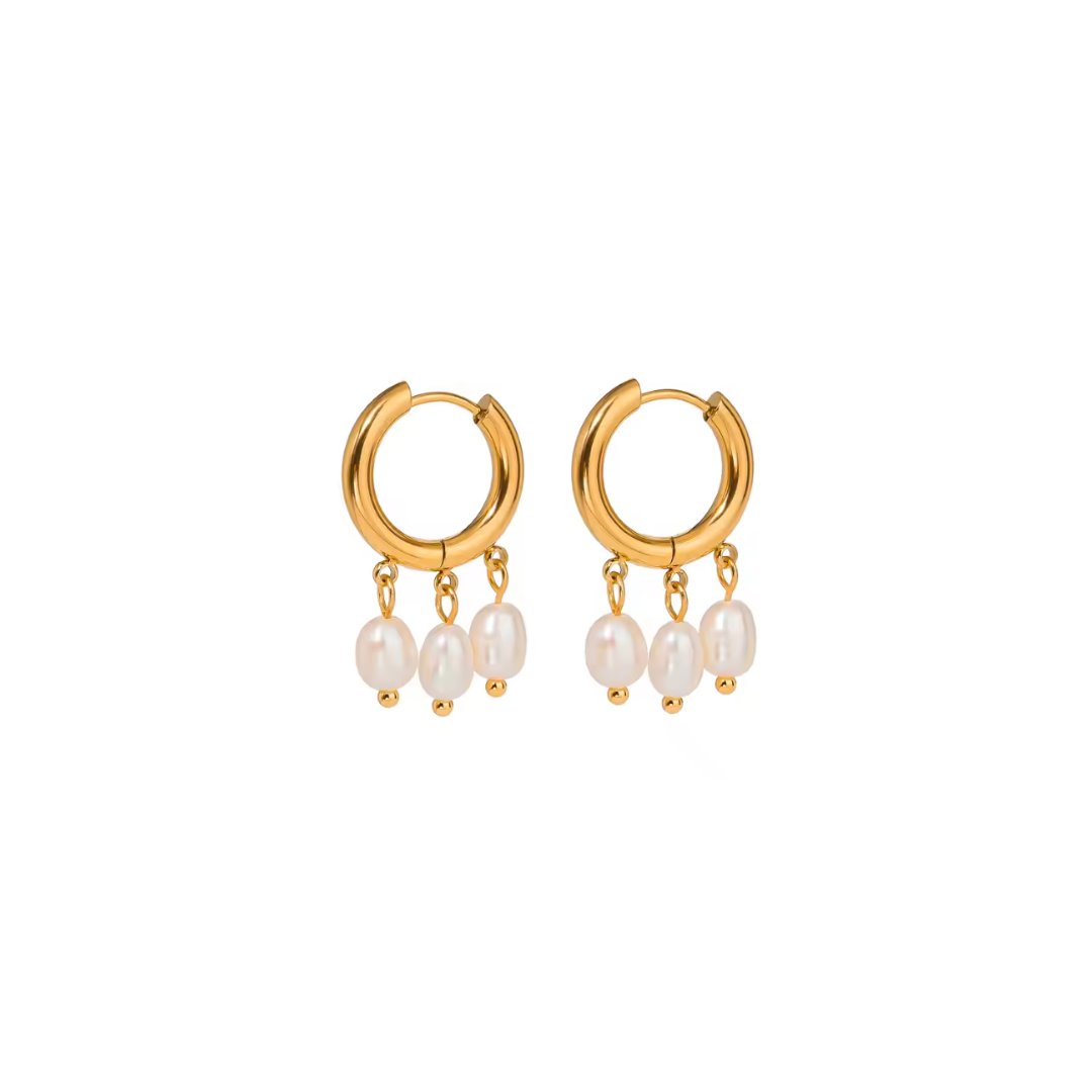 GOLDEN MUTI PEARL HOOPS