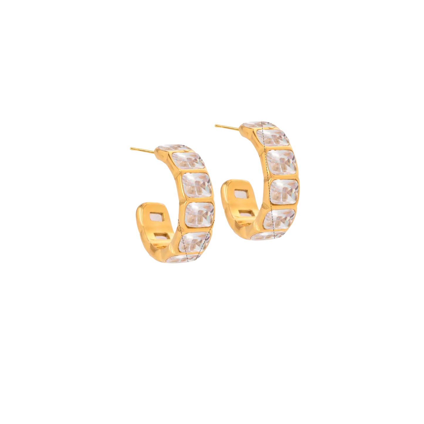 Small Clear Baguette Hoops