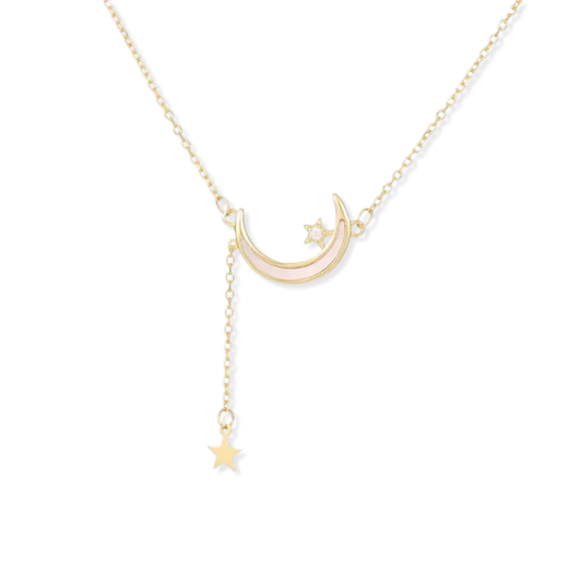 Moon And Star Golden Necklace