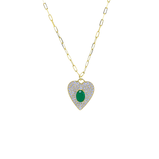 Emerald Heart Figaro Necklace