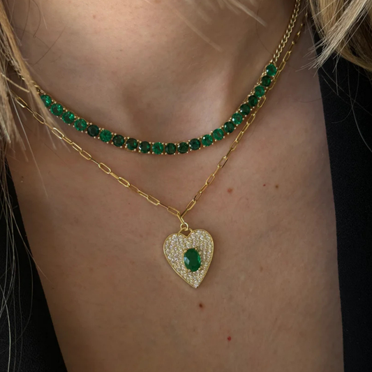 Emerald Heart Figaro Necklace
