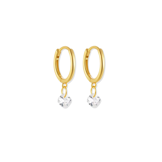 Crystal Heart Golden Hoop