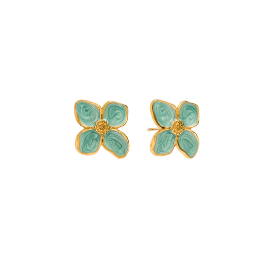 Mini Flower Glitter Gold Earrings