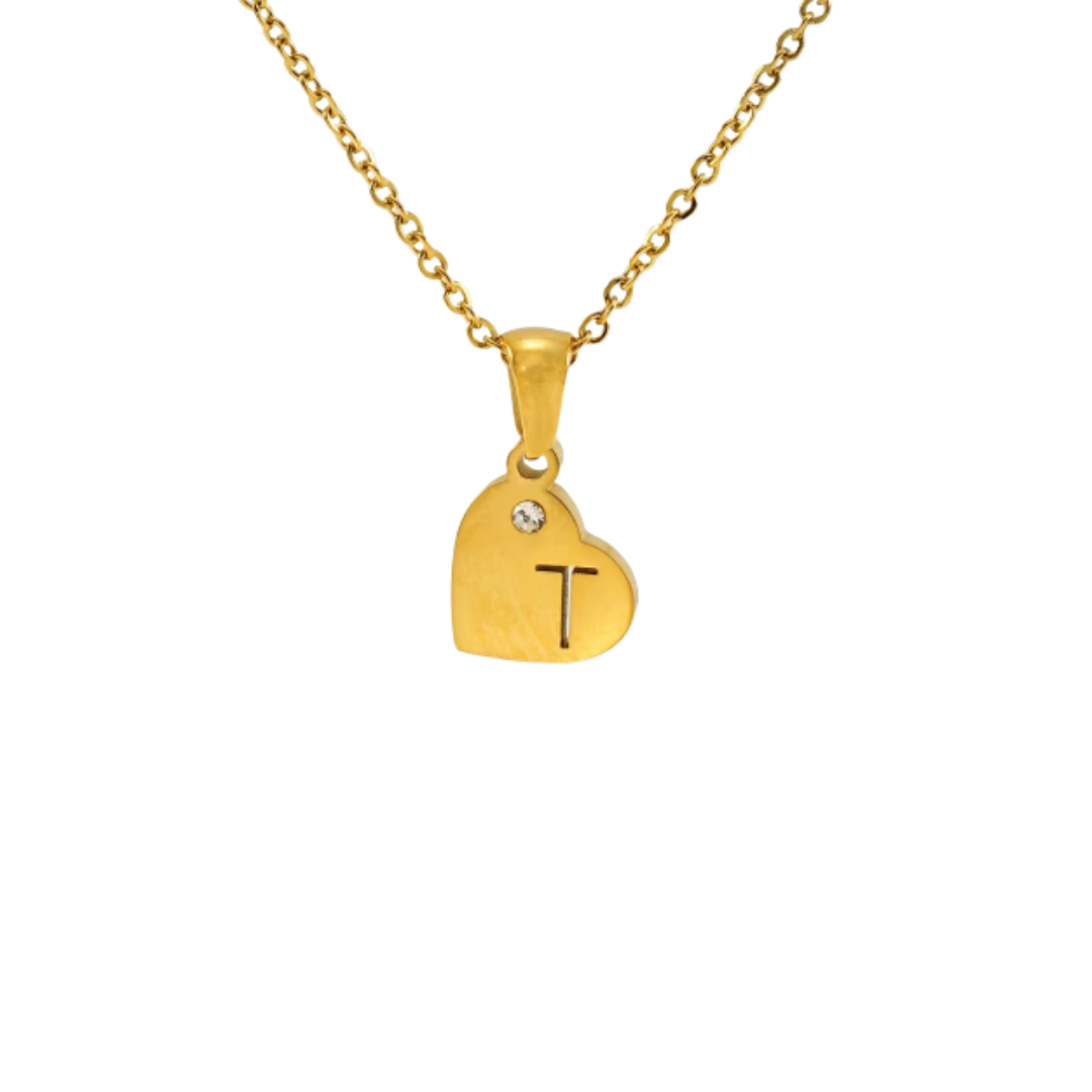 Initial heart golden necklace