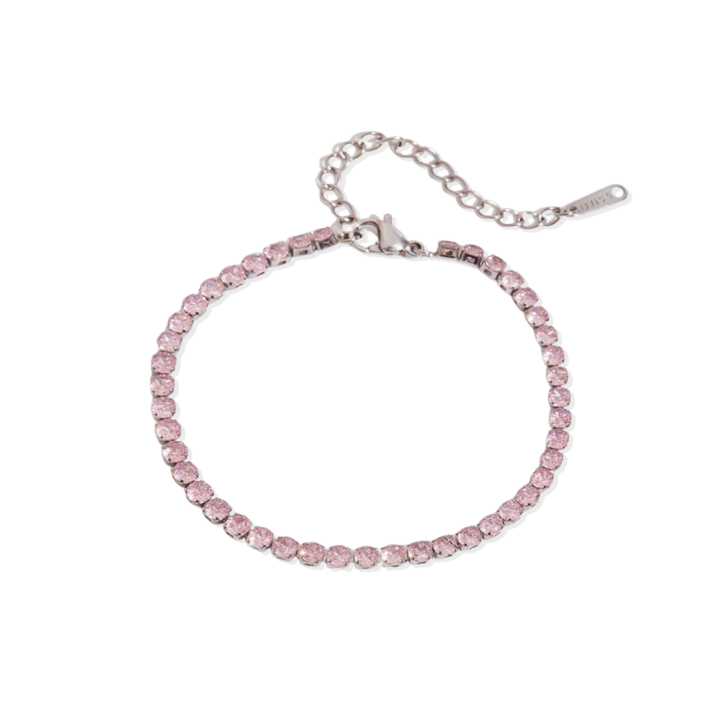 Pink Silver Tennis Bracelet