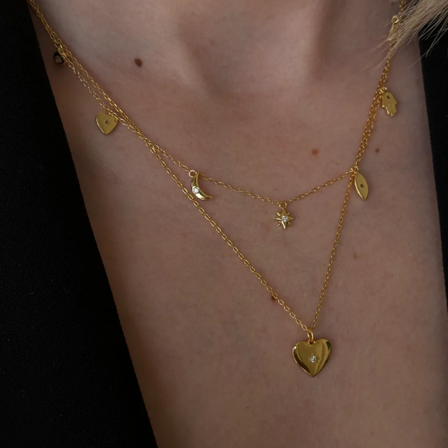 Gold Spark Heart Necklace