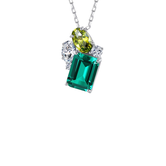 Green Stones Silver Necklace