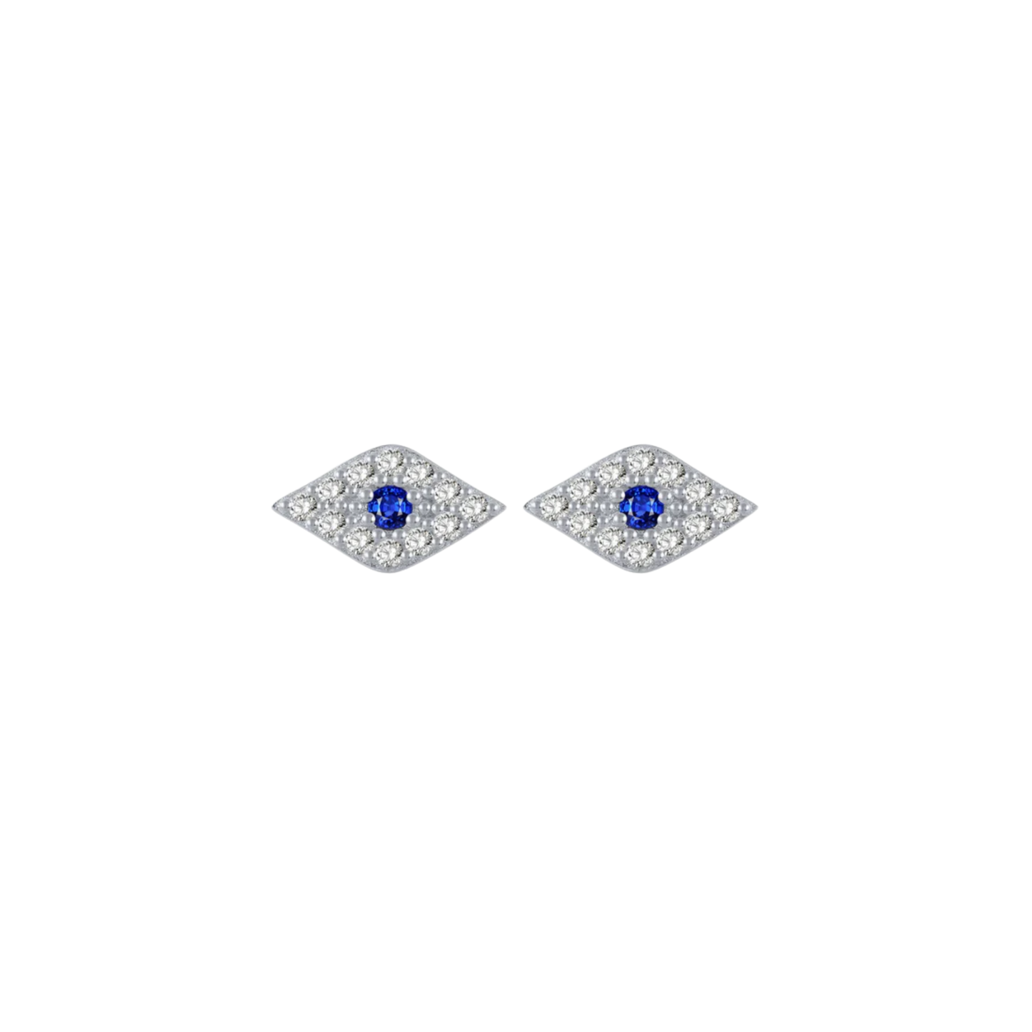 Evil Eye Blue Spark Silver Studs