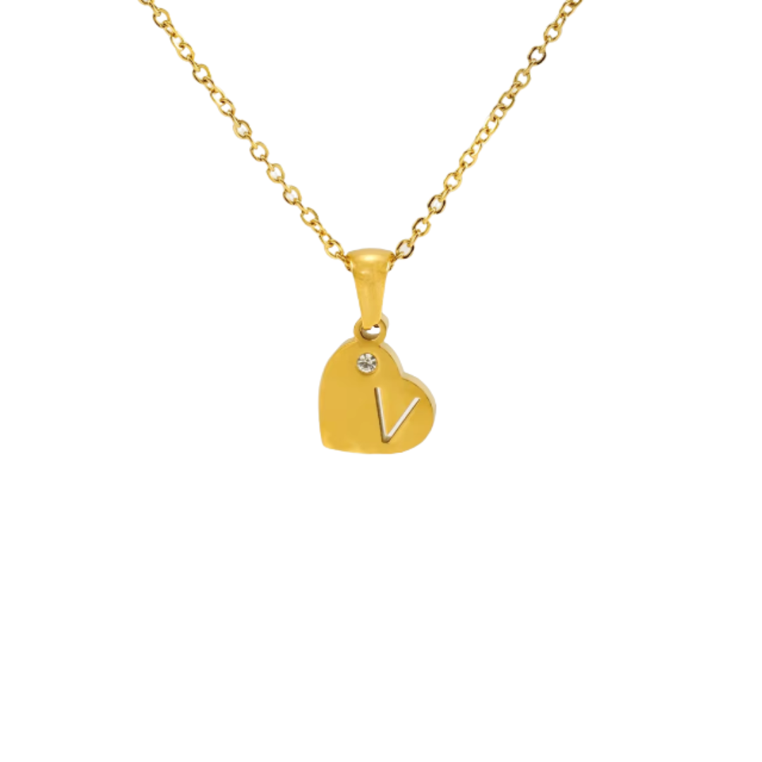 Initial heart golden necklace