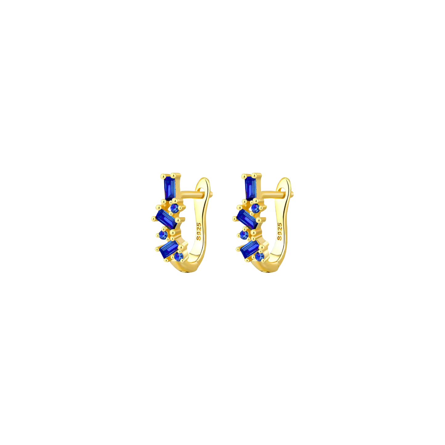Irregular Gold Hoops Blue