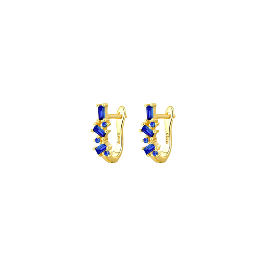 Irregular Gold Hoops Blue
