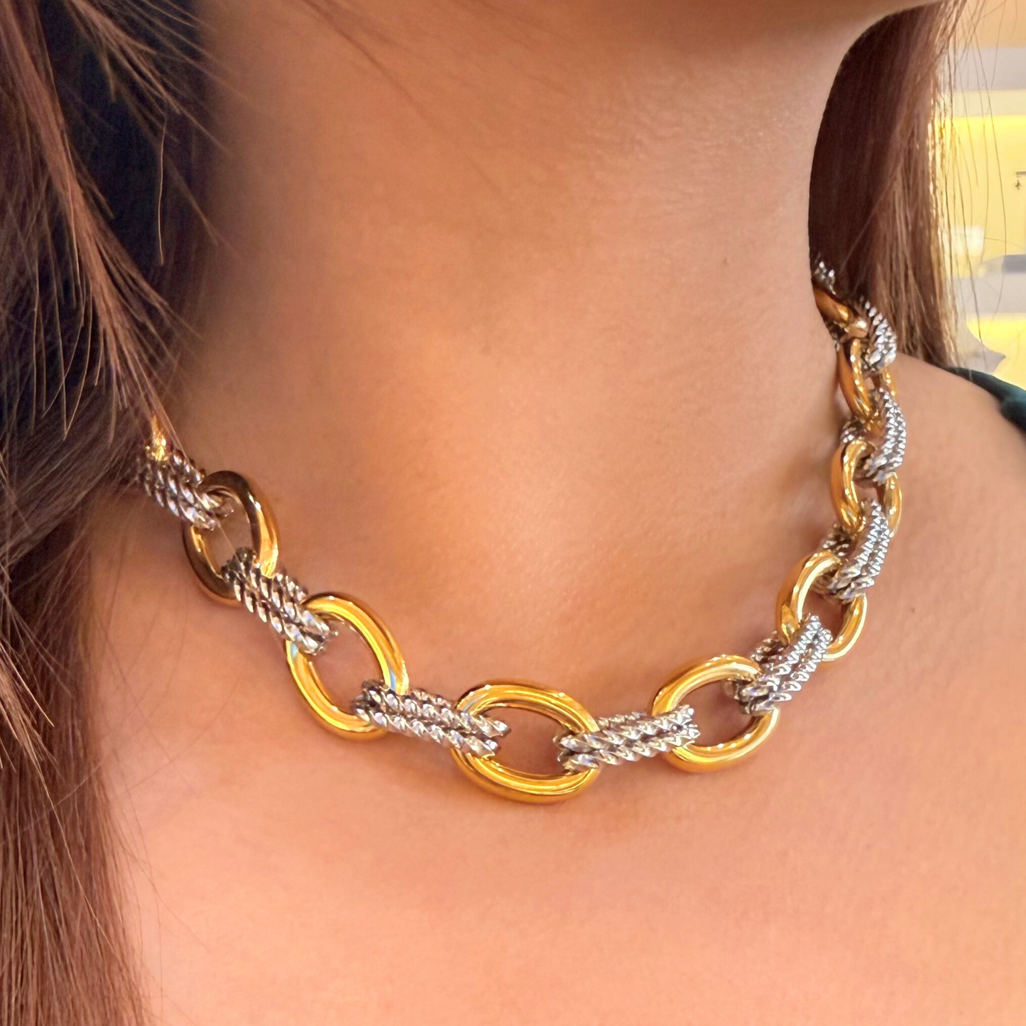 Golden Necklace Dual Chunky