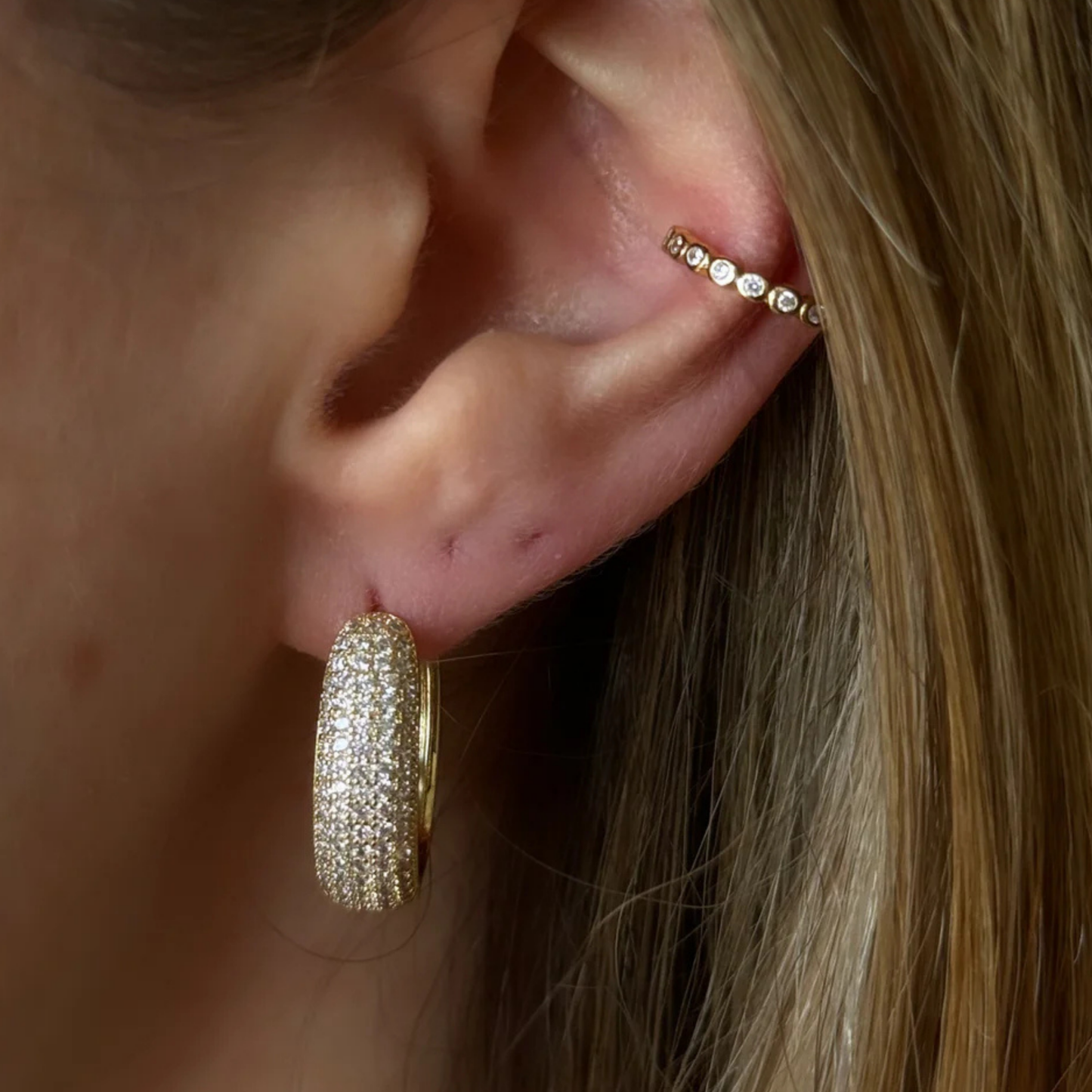 Bold Sparkle Hoops Golden