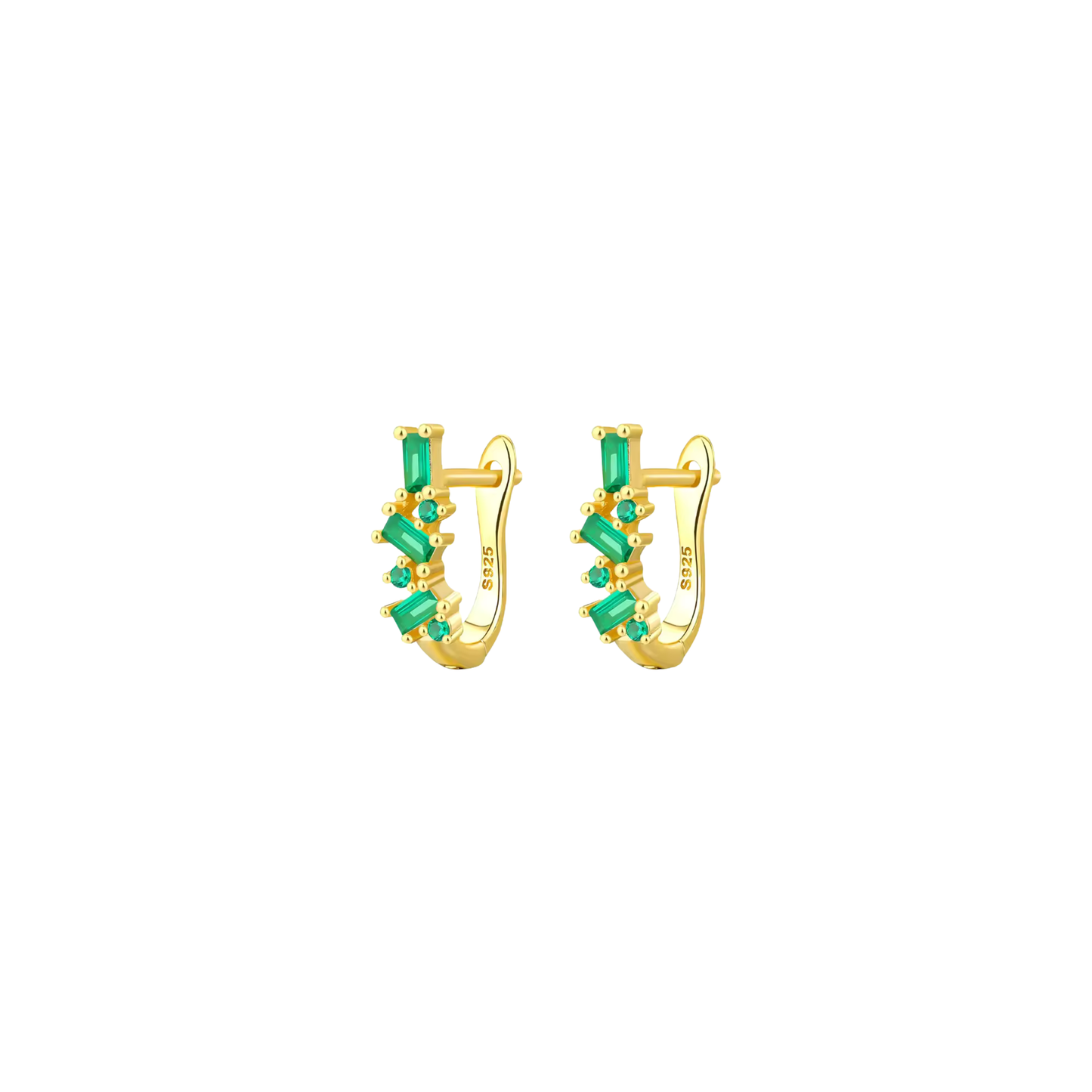 Irregular Gold Hoops Green