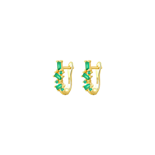 Irregular Gold Hoops Green