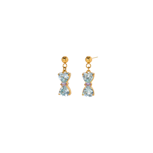 Mini blue bow earrings