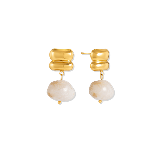 Geometric White Earrings