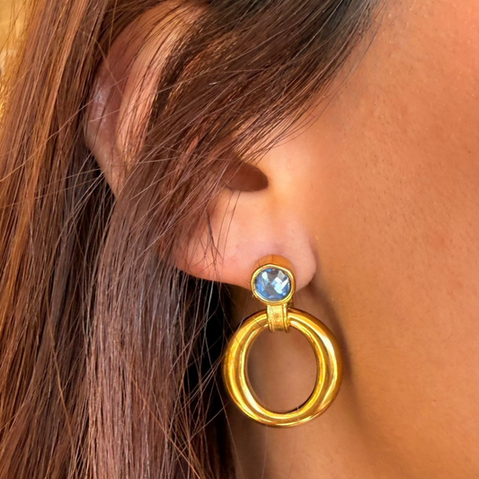 Gold Earrings Blue Lia