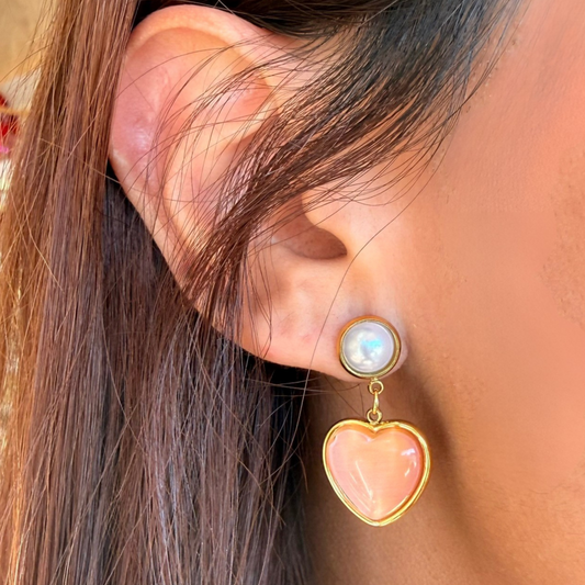 Pink Heart Earrings Large