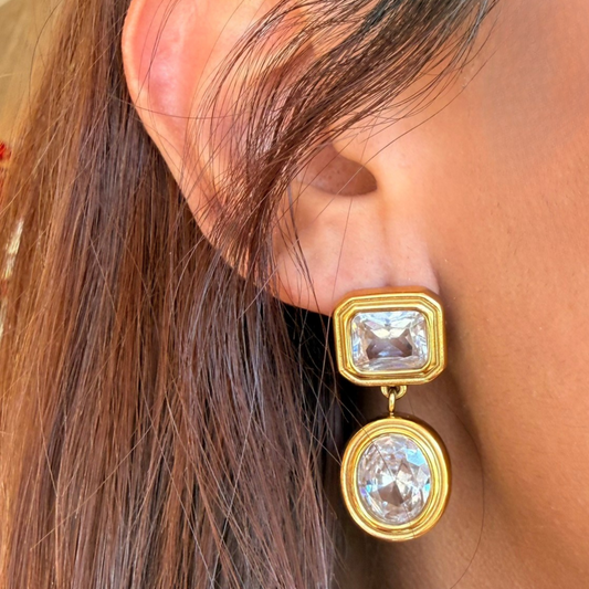 White Evening Earrings