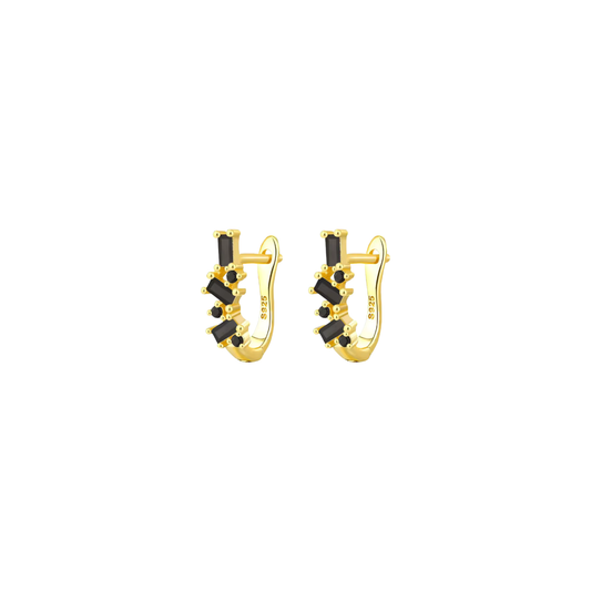 Irregular Gold Hoops Black
