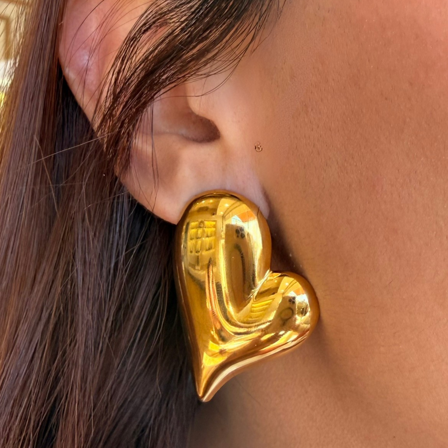 Gold Heart Earrings Irregular