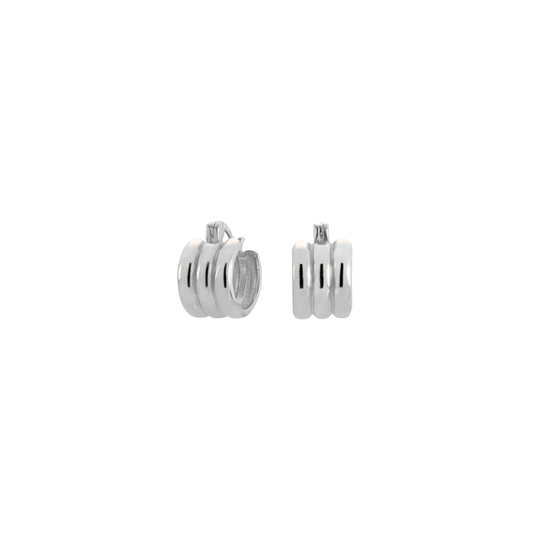 Triple silver hoops