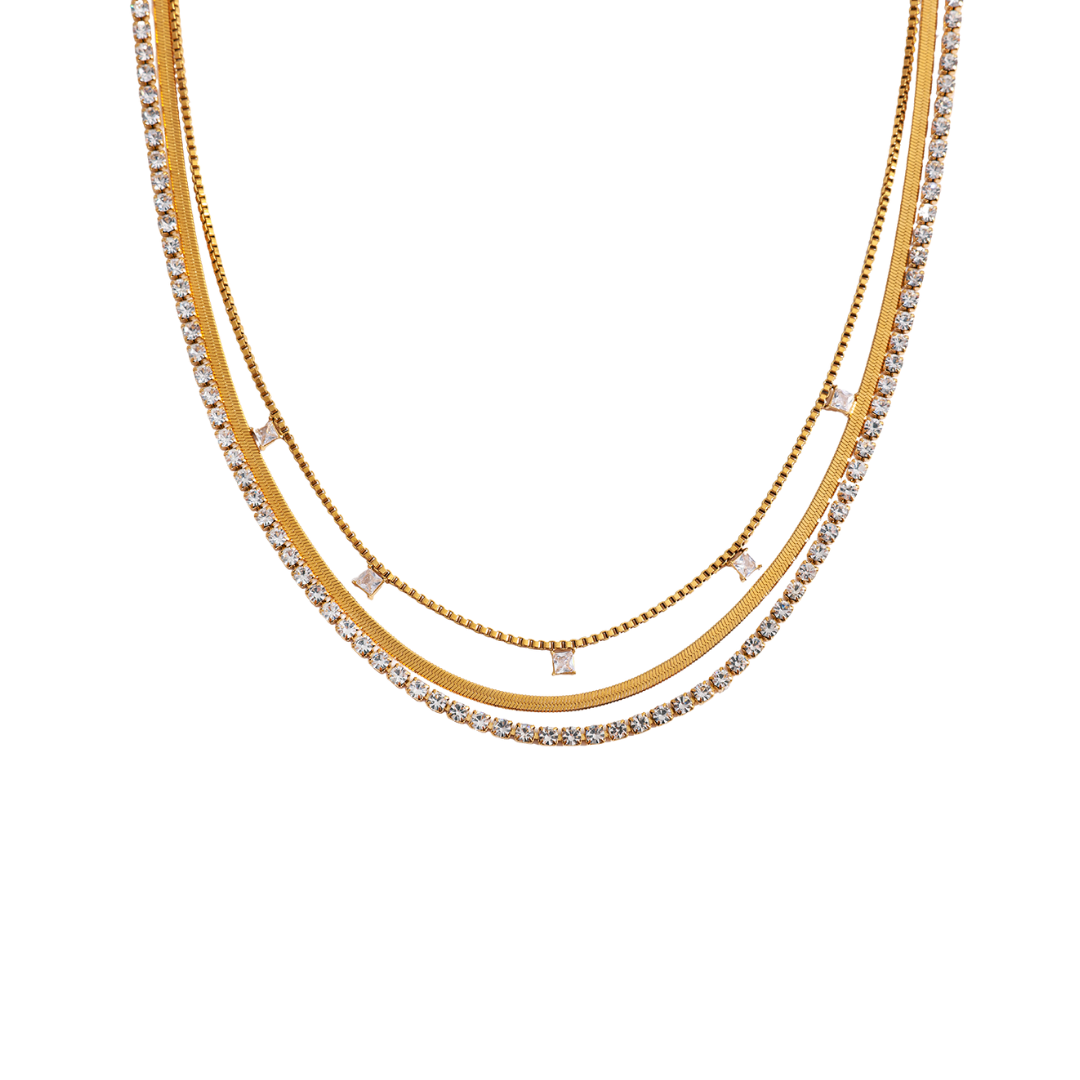 Triple Tennis Necklace Layering