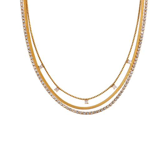 Triple Tennis Necklace Layering