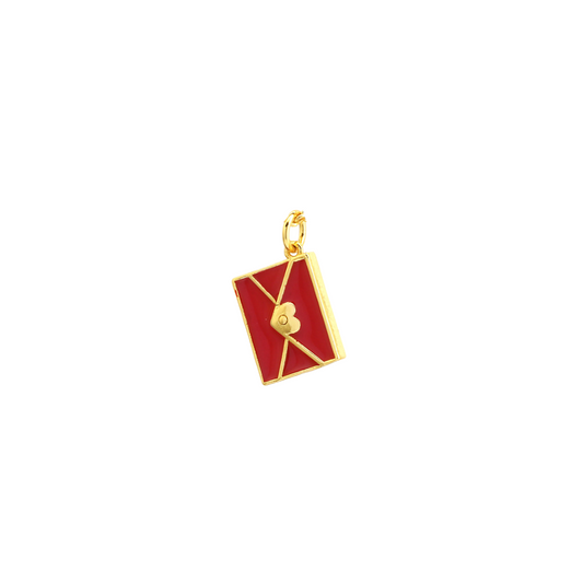 Red Enameled Letter Charm