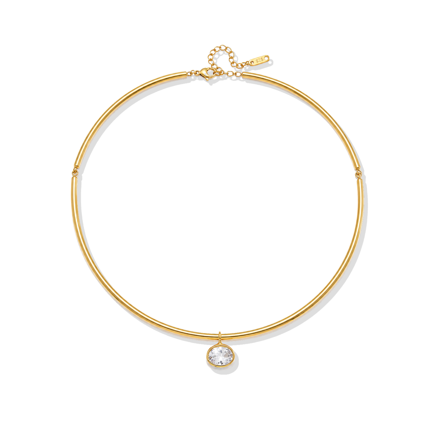 Oval Drop Rigid Golden Necklace