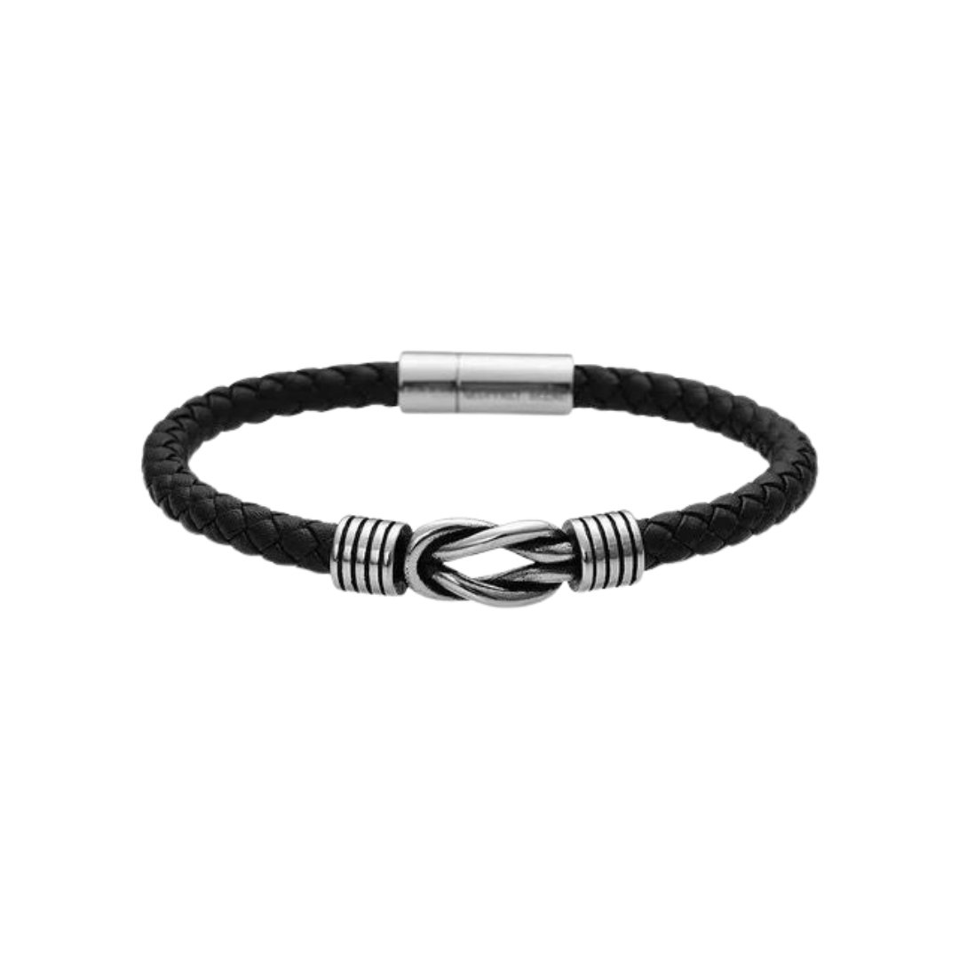 STEEL KNOT LEATHER BRACELET