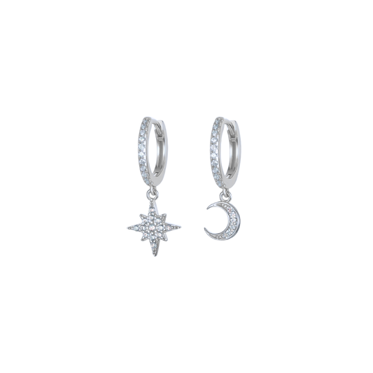 Moon and star silver huggies