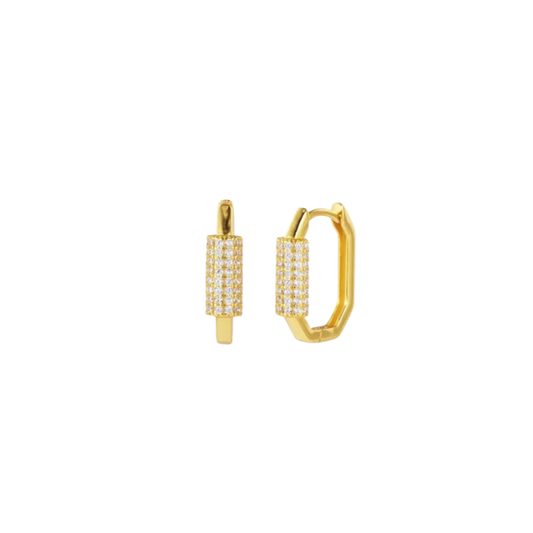 Oval Squared Middle Gold Hoops