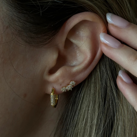 Oval Squared Middle Gold Hoops