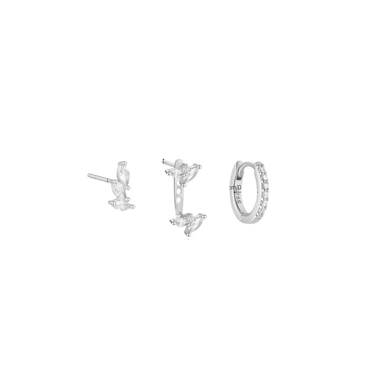 Silver Piercing Set Crystal