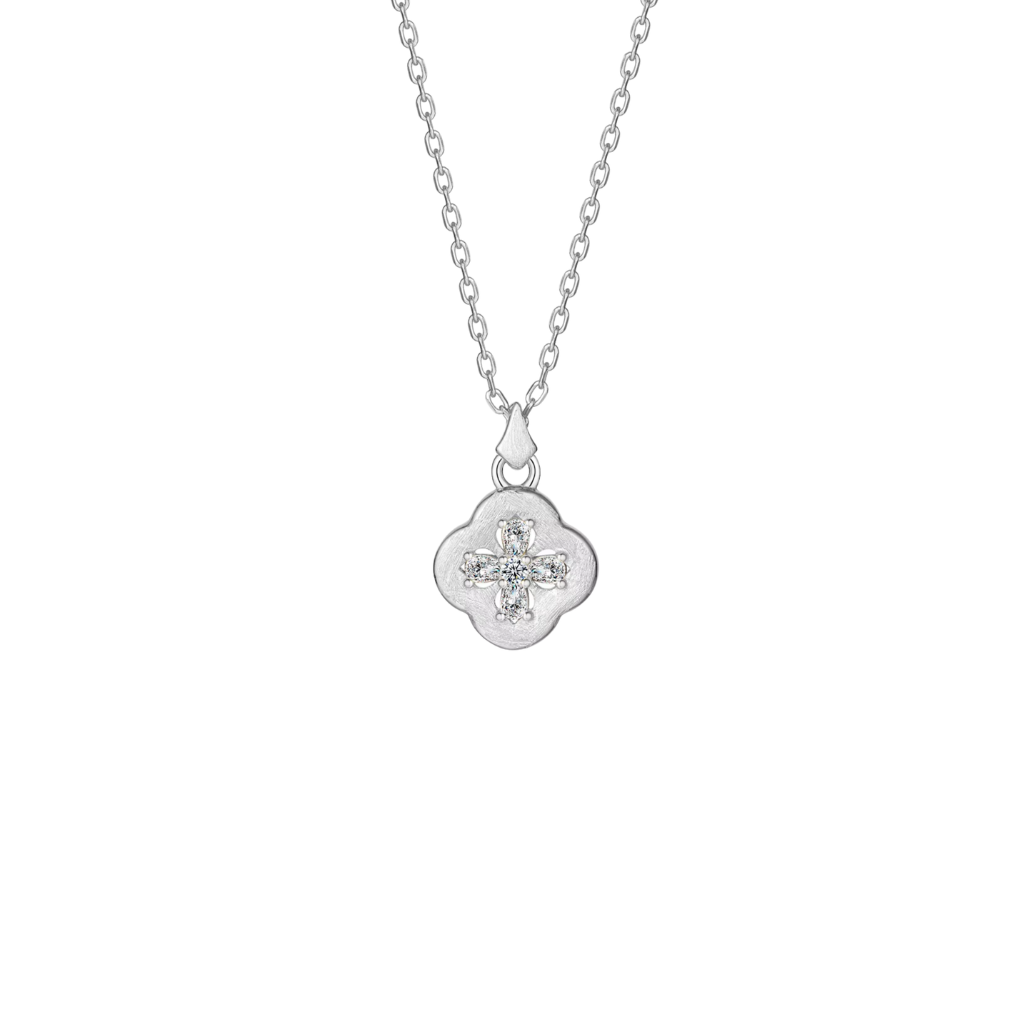Silver Clover Plaque Necklace