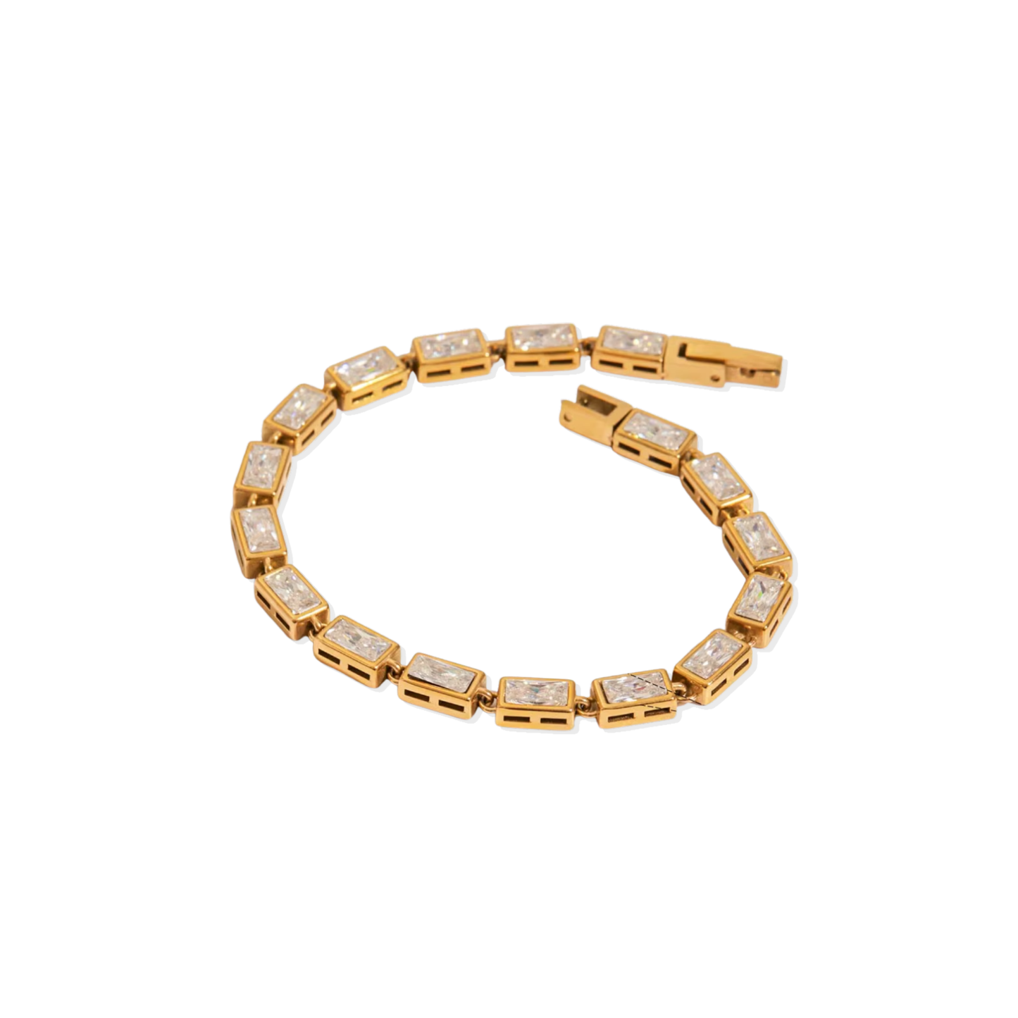 Tennis Rectangle Golden Bracelet