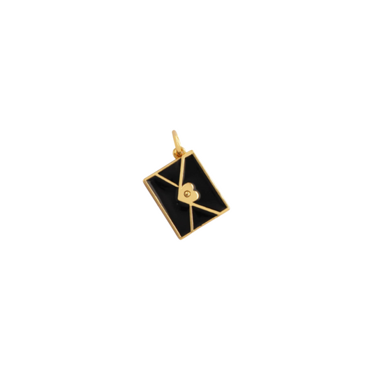 Black Enameled Letter Charm