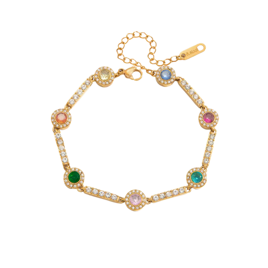 Rainbow Tennis Golden Bracelet