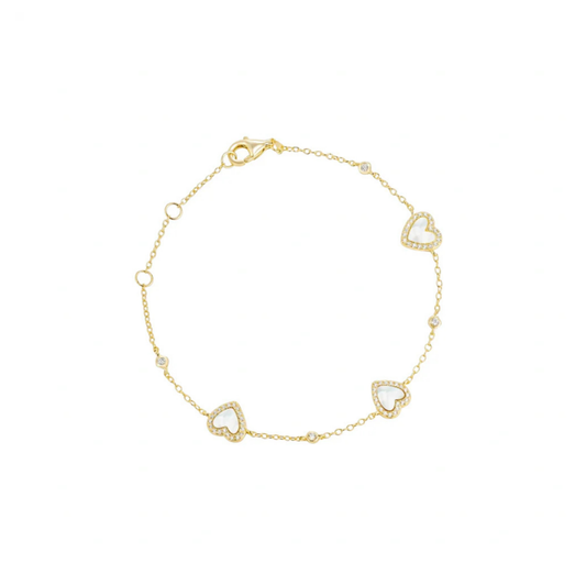 Heart Mother Of Pearl Bracelet | Dainty Gold Bracelet